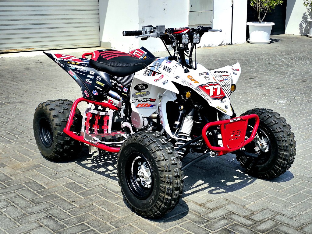 HR7 white and red number 77 race ATV build